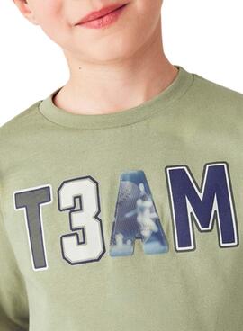 T-shirt Mayoral avec lettres lenticulaires pour garçon vert.