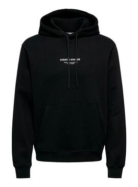 Sweat à capuche Only and Sons Curated noir pour homme