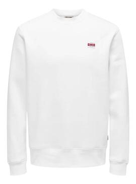 Sweat à capuche blanc Only and Sons Dawson pour homme