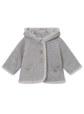 Veste Mayoral tricot avec fourrure grise pour bébé