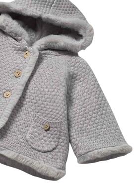 Veste Mayoral tricot avec fourrure grise pour bébé