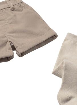 Ensemble Mayoral 3 pièces bermuda beige bébé