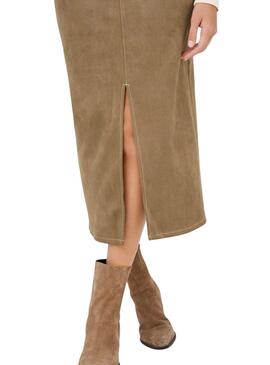 Jupe Only Stina marron pour femme