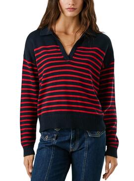 Maillot Pepe Jeans Carlina bleu et rouge pour femme