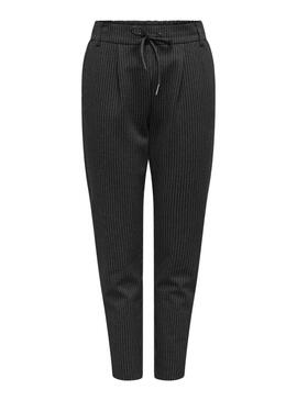 Pantalon Only Poptrash à rayures diplomatiques noir pour femme