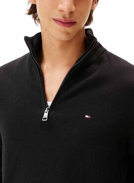 Maillot Tommy Hilfiger en cachemire avec fermeture éclair noir pour homme