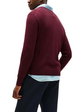 Maillot Tommy Hilfiger en cachemire grenat pour homme