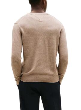 Maillot Tommy Hilfiger en cachemire beige pour homme.