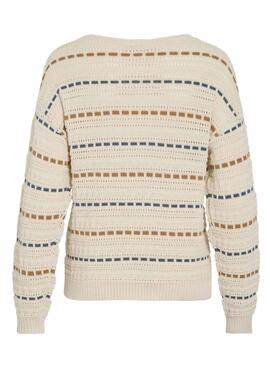 Maillot Vila Vimarian à rayures beige pour femme