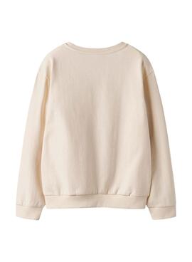 Sweat à capuche Name It Noriana beige pour fille.