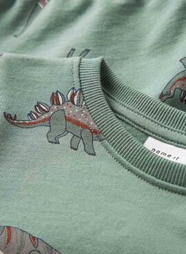 Sweatshirt Name It Nenean verte pour garçon.