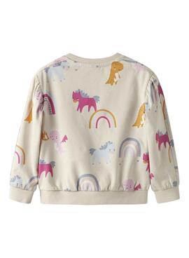 Sweat-shirt Name It Nula licornes beige pour fille