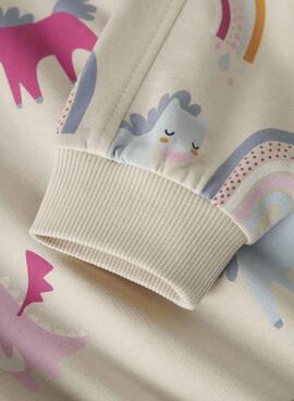 Sweat-shirt Name It Nula licornes beige pour fille