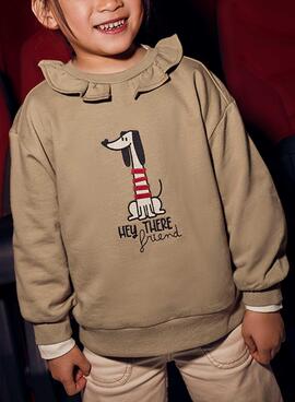 Sweat-shirt Mayoral col volant chameau pour fille