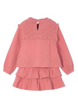 Ensemble Jupe et Blouse à plumetis pour fille.