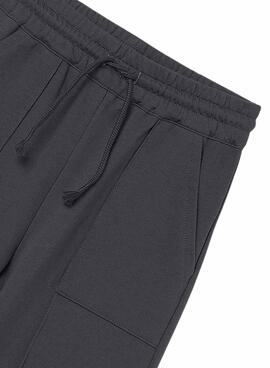 Pantalon Mayoral long en molleton gris à jambes larges pour fille.