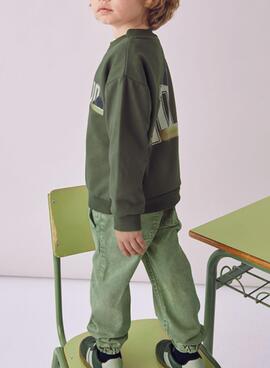 Sweat-shirt Mayoral avec imprimé dos vert pour garçon