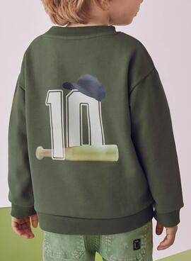 Sweat-shirt Mayoral avec imprimé dos vert pour garçon