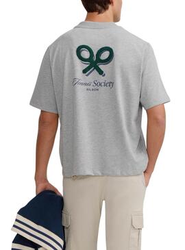 T-shirt Silbon Tennis Society grise pour homme
