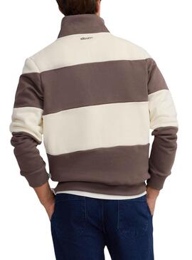Sweatshirt Silbon à rayures marron et beige pour homme