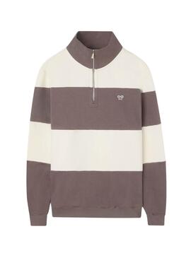 Sweatshirt Silbon à rayures marron et beige pour homme
