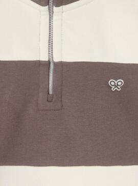 Sweatshirt Silbon à rayures marron et beige pour homme