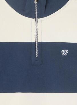 Sweatshirt Silbon à rayures bleues et beiges pour homme