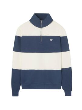 Sweatshirt Silbon à rayures bleues et beiges pour homme