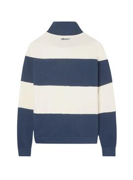 Sweatshirt Silbon à rayures bleues et beiges pour homme