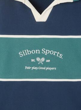 Sweat-shirt Silbon Sports polo bleu pour homme