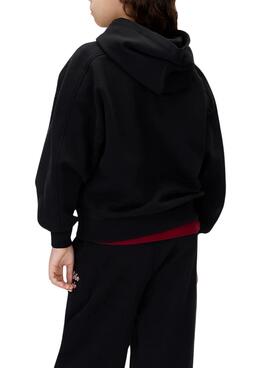 Sweat à capuche Calvin Klein Script logo noir pour fille