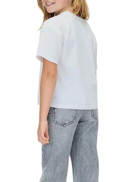 T-shirt Calvin Klein logo festif blanc fille