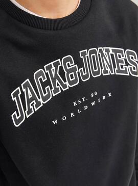 Sweat à capuche Jack and Jones Caleb Varsity noir enfant