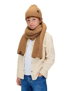 Coffret bonnet et écharpe Calvin Klein chameau pour enfants