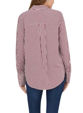 Chemise Only Berit rouge et blanc pour femme