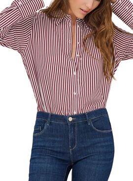 Chemise Only Berit rouge et blanc pour femme