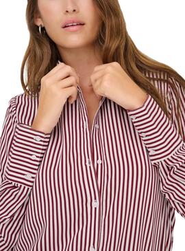 Chemise Only Berit rouge et blanc pour femme