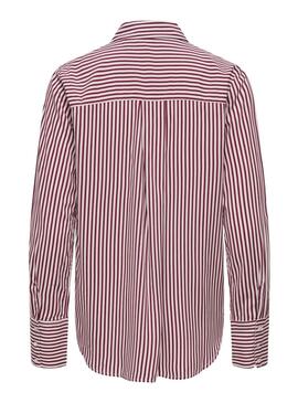 Chemise Only Berit rouge et blanc pour femme