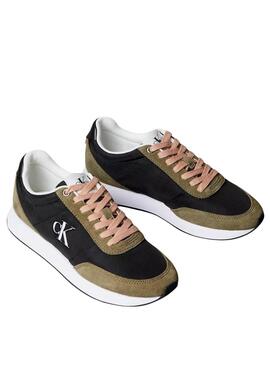 Chaussures Calvin Klein Jeans Retro Runner noir et vert pour femme