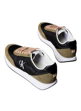 Chaussures Calvin Klein Jeans Retro Runner noir et vert pour femme