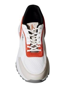 Baskets Calvin Klein Jeans Hike Runner blanc et orange pour homme