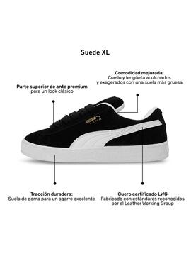 Chaussures Puma Suede XL noires pour femmes et hommes