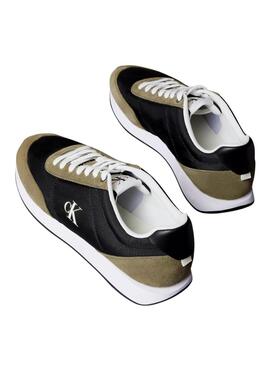 Chaussures Calvin Klein Jeans Retro Runner noir et vert pour homme.