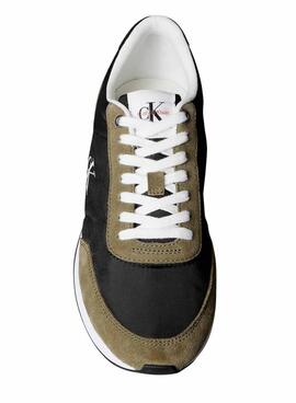 Chaussures Calvin Klein Jeans Retro Runner noir et vert pour homme.