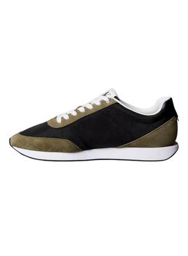 Chaussures Calvin Klein Jeans Retro Runner noir et vert pour homme.