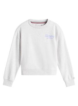 Sweat à capuche Tommy Hilfiger Varsity logo gris pour fille