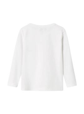 T-shirt Name It Lira blanc cœurs pour fille.
