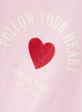 T-shirt Name It Lira rose cœur pour fille