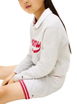 Jupe Tommy Hilfiger Varsity en tricot gris pour fille