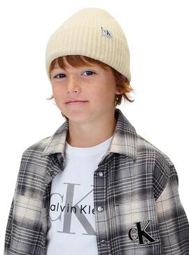 Casquette Calvin Klein Monogram Rib beige pour enfants